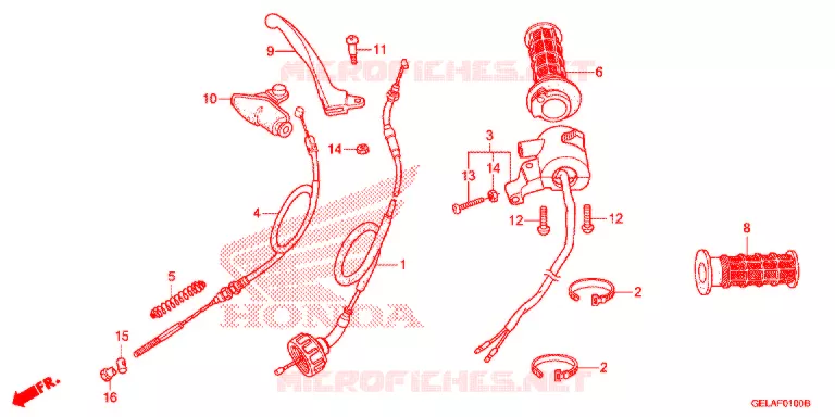 LEVIER DE GUIDON - CABLE - COMMODO Honda MOTO 50 CRF 2010  CRF50F9