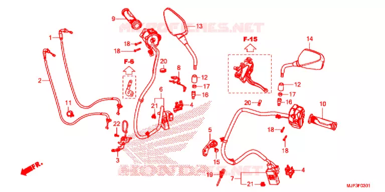 COMMODO - LEVIER - CABLE (CRF1000D) Honda MOTO 1000 AFRICA-TWIN 2018  CRF1000DH
