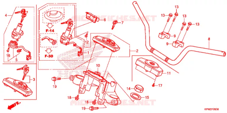 GUIDON - TE DE FOURCHE Honda MOTO 125 CB 2017  GLR1251WHH