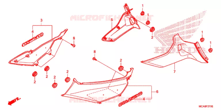 COUVERCLES LATERAUX Honda MOTO 1800 GOLD-WING 2014  GL1800E