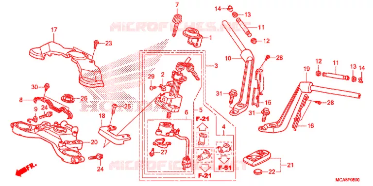 GUIDON - TE DE FOURCHE Honda MOTO 1800 GOLD-WING 2017  GL1800H