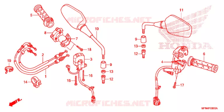 COMMODO - CABLE - RETROVISEUR Honda MOTO 1000 CB 2012  CB1000RAC