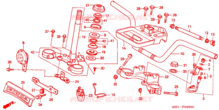 GUIDON - TE DE FOURCHE Honda MOTO 125 CD 2001  CD125T1
