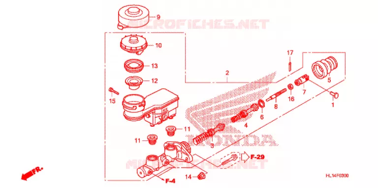 MAITRE CYLINDRE DE FREIN AVANT Honda ATV 700 BIG-RED 2009  MUV7009
