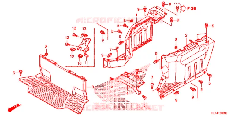 HABILLAGE CENTRAL Honda ATV 700 BIG-RED 2012  MUV700C