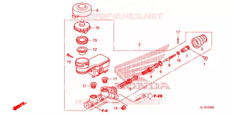 MAITRE CYLINDRE DE FREIN AVANT Honda ATV 700 BIG-RED 2012  MUV700C