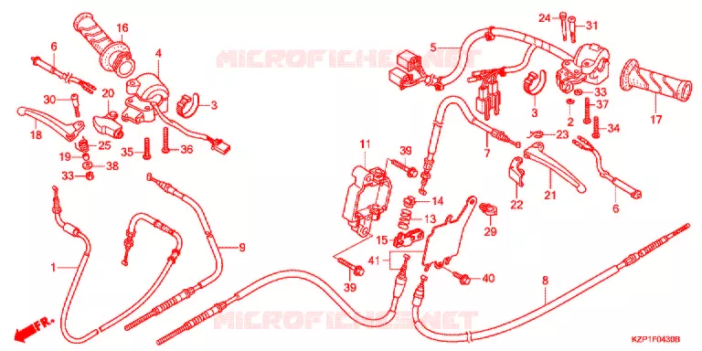 LEVIER DE GUIDON - CABLE - COMMODO (MW110WHC/1WHC) Honda SCOOTER 110 BENLY 2012  MW1101WHC