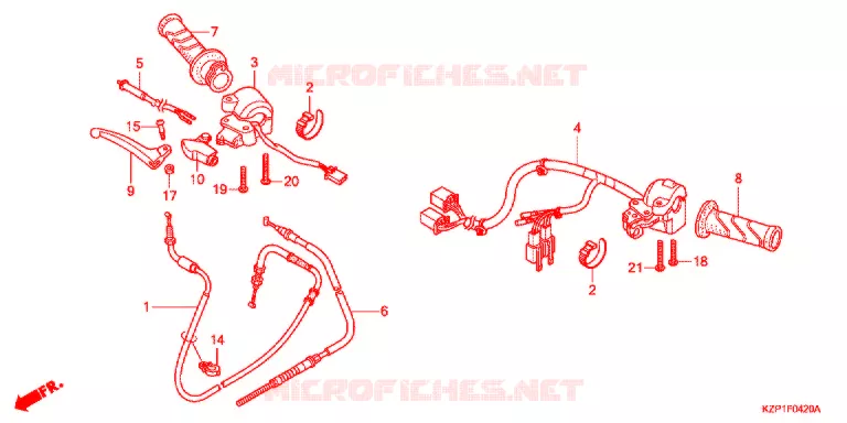 LEVIER DE GUIDON - CABLE - COMMODO (MW1102WHC) Honda SCOOTER 110 BENLY 2012  MW1102WHC