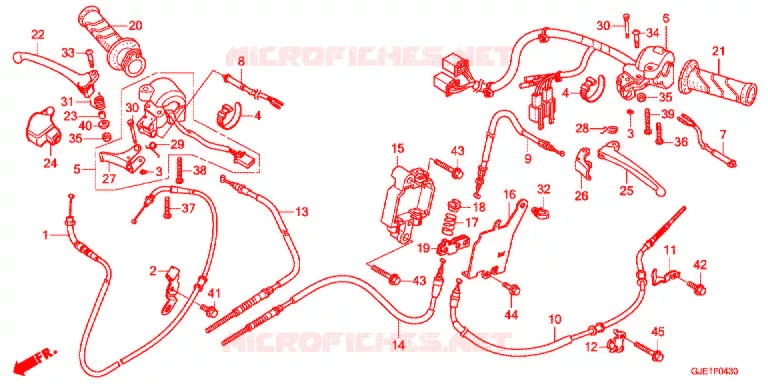 LEVIER DE GUIDON - CABLE - COMMODO (1WH) Honda MOTO 50 BENLY 2017  MW501WHG