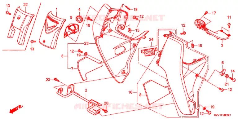 CARENAGE AVANT - PROTEGE JAMBES Honda MOTO 110 CUB 2013  NBC110C