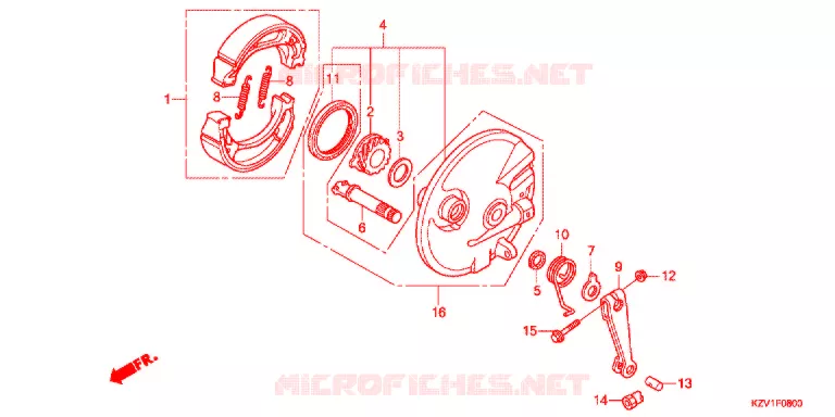 FLASQUE - MACHOIRES DE FREIN AVANT Honda MOTO 110 CUB 2014  NBC110C