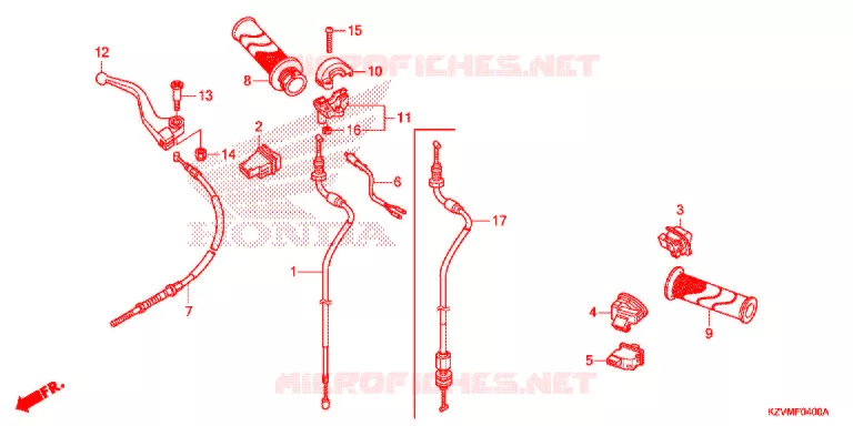 LEVIER DE GUIDON - CABLE - COMMODO Honda MOTO 110 EX5 2014  NBC110MDE