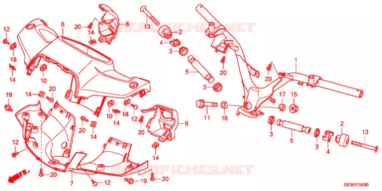 GUIDON - CARENAGE Honda SCOOTER 50 CUB 2017  NBC50G