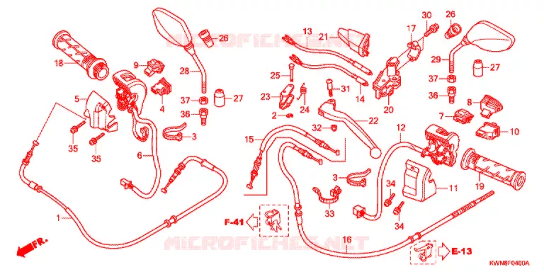LEVIER DE GUIDON - CABLE - COMMODO Honda SCOOTER 125 PCX 2010  WW125A