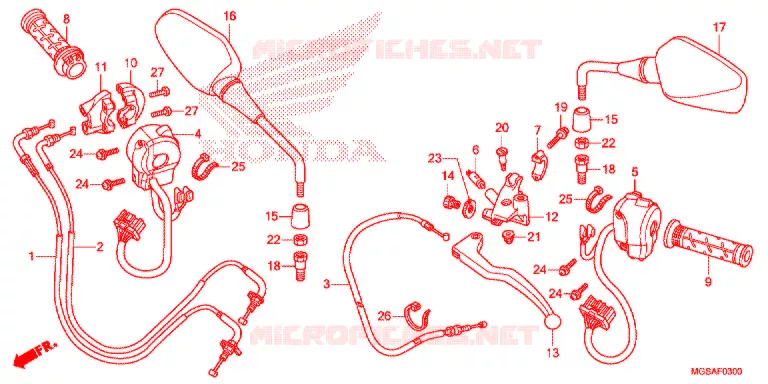 LEVIER DE GUIDON - CABLE - COMMODO Honda MOTO 700 NC 2013  NC700SAD