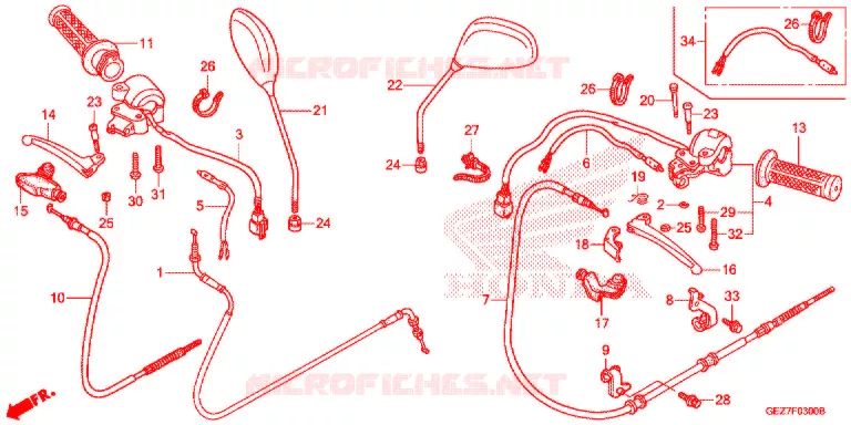 LEVIER DE GUIDON - CABLE - COMMODO Honda SCOOTER 50 RUCKUS 2008  NPS508_A