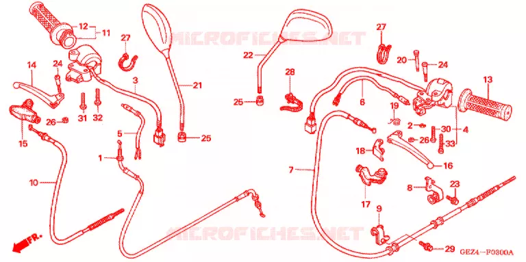 LEVIER DE GUIDON - CABLE - COMMODO Honda SCOOTER 50 RUCKUS 2004  NPS50S4_A