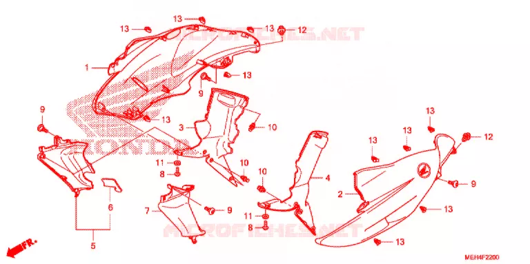 COUVERCLES LATERAUX Honda MOTO 700 DN01 2009  NSA700A9