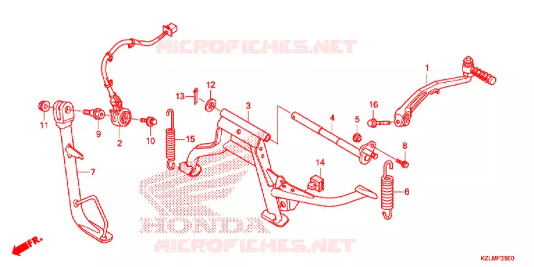 BEQUILLE CENTRALE - PEDALE DE FREIN Honda SCOOTER 110 SPACY 2013  NSC110CSD