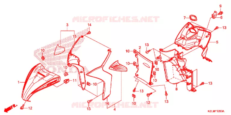 CARENAGE AVANT - PROTEGE JAMBES Honda SCOOTER 110 SPACY 2013  NSC110CSD