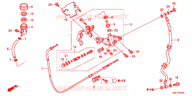 MAITRE-CYLINDRE DE FREIN (CBS) Honda SCOOTER 110 DIO 2013  NSC110WHD