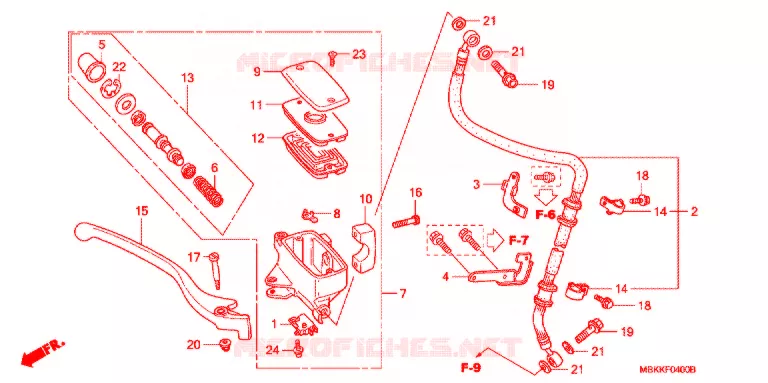 MAITRE CYLINDRE DE FREIN AVANT Honda MOTO 400 SHADOW 2003  NV400C23