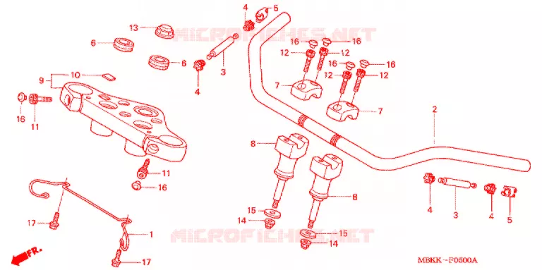 GUIDON - TE DE FOURCHE Honda MOTO 400 SHADOW 2005  NV400C5