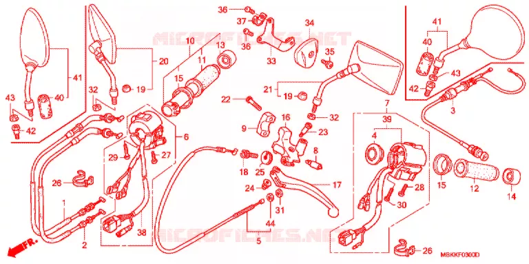 LEVIER DE GUIDON - CABLE - COMMODO Honda MOTO 400 SHADOW 2007  NV400C7