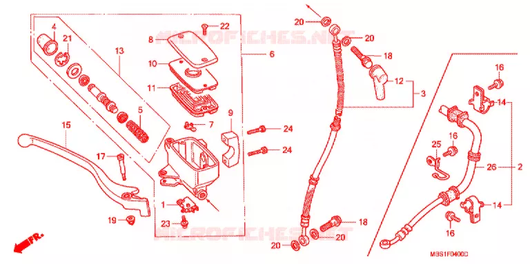 MAITRE CYLINDRE DE FREIN AVANT Honda MOTO 400 STEED 1998  NV400CBW