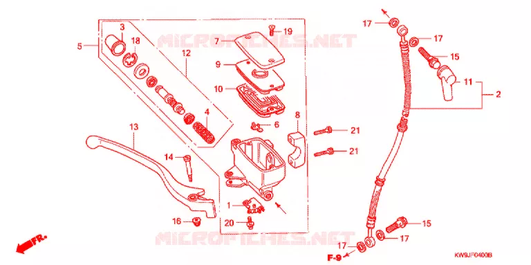 MAITRE CYLINDRE DE FREIN AVANT Honda MOTO 400 STEED 1993  NV400CP