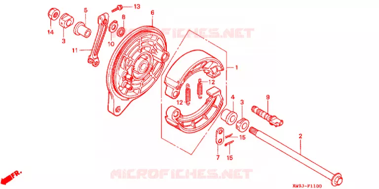 FLASQUE - MACHOIRES DE FREIN ARRIERE Honda MOTO 400 STEED 1993  NV400CP_II