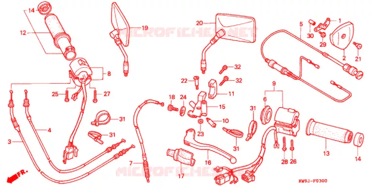 COMMODO - LEVIER - CABLE Honda MOTO 400 STEED 1993  NV400CP_III