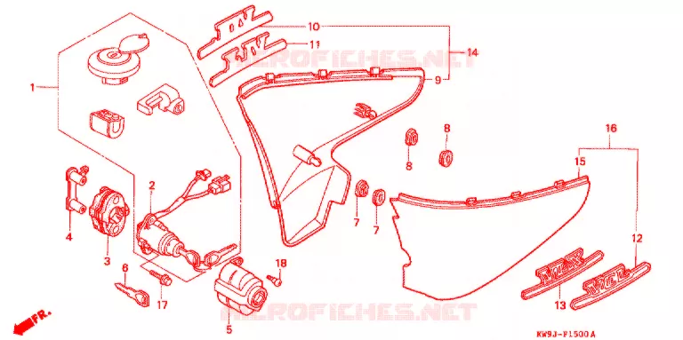 COUVERCLES LATERAUX Honda MOTO 400 STEED 1994  NV400CR_II