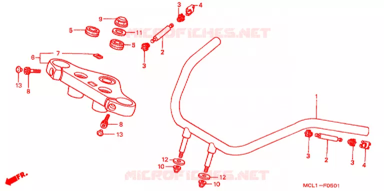 GUIDON - TE DE FOURCHE (2) Honda MOTO 400 SHADOW 2001  NV400DC1