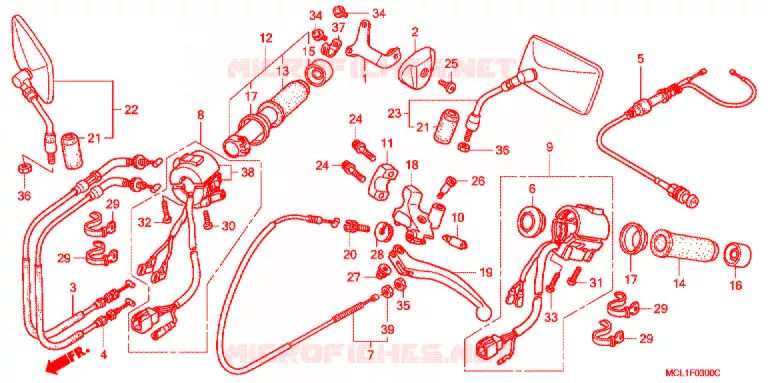 COMMODO - LEVIER - CABLE (DCY-DC6) Honda MOTO 400 SHADOW 2001  NV400DC1