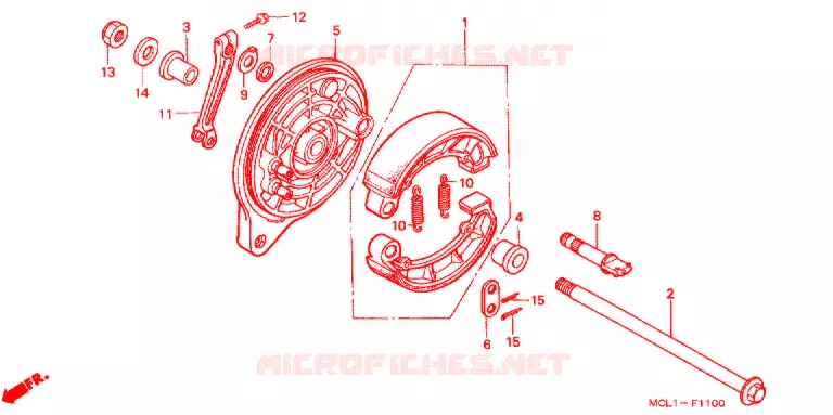FLASQUE - MACHOIRES DE FREIN ARRIERE Honda MOTO 400 SHADOW 2002  NV400DC2