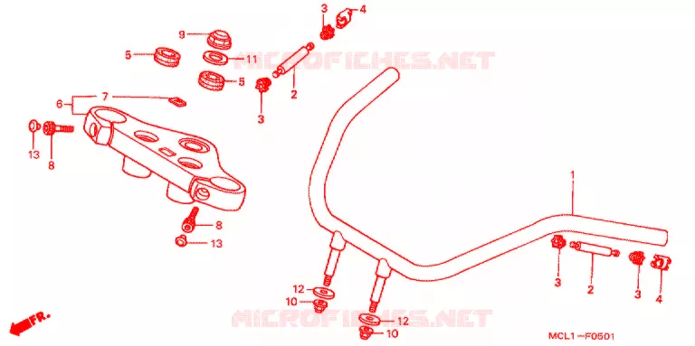 GUIDON - TE DE FOURCHE (2) Honda MOTO 400 SHADOW 2002  NV400DC2