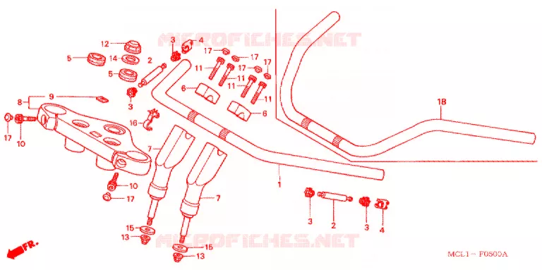 GUIDON - TE DE FOURCHE (1) Honda MOTO 400 SHADOW 2008  NV400DC8