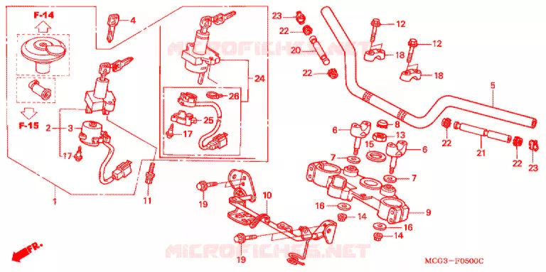 GUIDON - TE DE FOURCHE Honda MOTO 400 NX 2005  NX4005