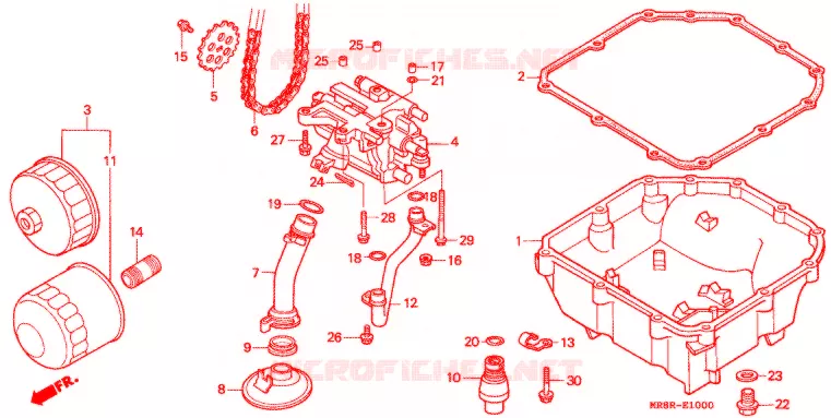 FILTRE A HUILE - CARTER D'HUILE - POMPE A HUILE Honda MOTO 400 RVF 1995  RVF400RR
