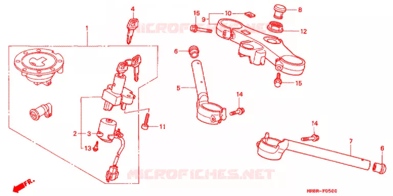 GUIDON - TE DE FOURCHE Honda MOTO 400 RVF 1996  RVF400RT