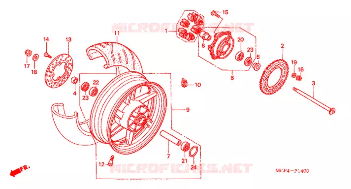 ROUE ARRIERE ('00/'01) Honda MOTO 1000 RC 2001  RVT1000R1