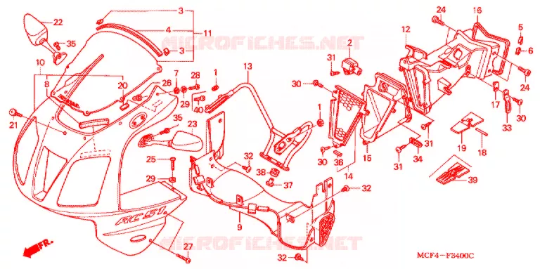 TETE DE FOURCHE Honda MOTO 1000 RC 2001  RVT1000R1