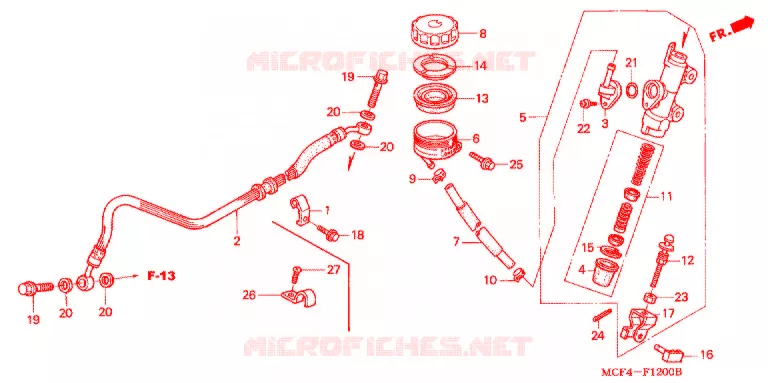 MAITRE-CYLINDRE DE FREIN ARRIERE Honda MOTO 1000 RC 2002  RVT1000R2