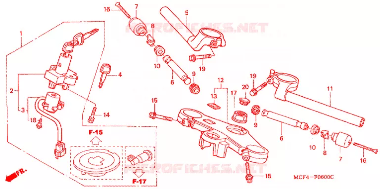 GUIDON - TE DE FOURCHE Honda MOTO 1000 RC 2003  RVT1000R3