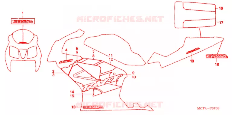 AUTOCOLLANTS ('05) Honda MOTO 1000 RC 2005  RVT1000R5