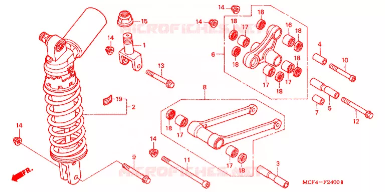 AMORTISSEUR ARRIERE ('00/'01) Honda MOTO 1000 RC 2000  RVT1000RY