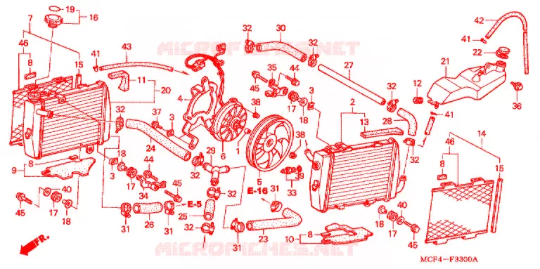 RADIATEUR ('00/'01) Honda MOTO 1000 RC 2000  RVT1000RY