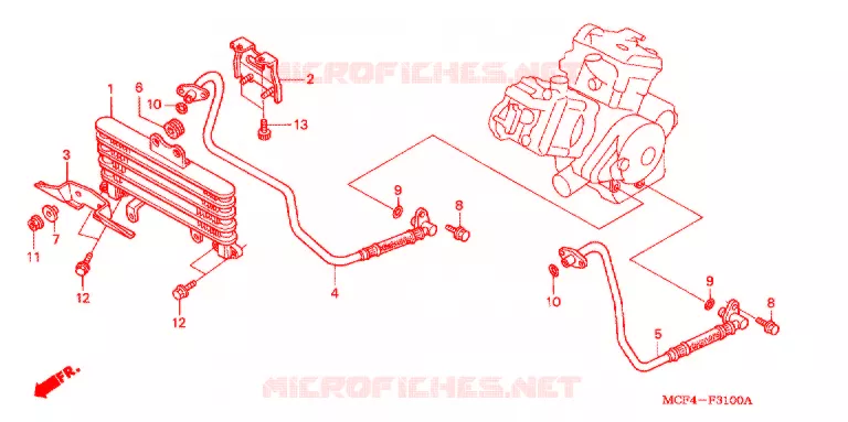 RADIATEUR D'HUILE ('00/'01) Honda MOTO 1000 RC 2000  RVT1000RY