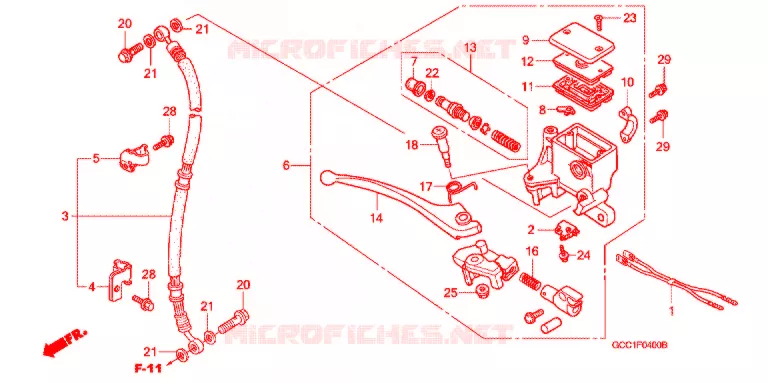 MAITRE CYLINDRE DE FREIN AVANT Honda SCOOTER 100 SPACY 2003  SCR100WH3